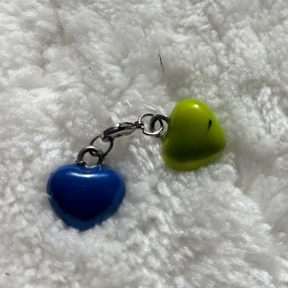 Blue and Green Heart Charm Keychain Cute Kawaii Aesthetic Y2K Keyring Bag